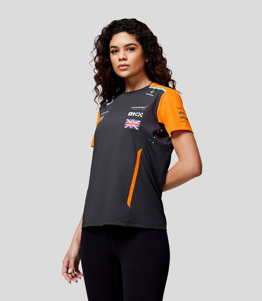 Damen McLaren Offizielles Teamwear-Set-Up-T-Shirt Lando Norris Formel 1 – Phantom/Papaya