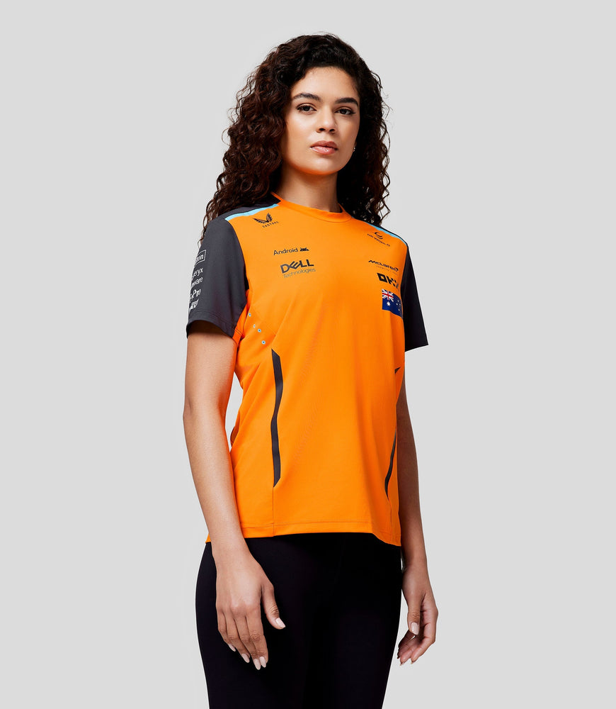 Damen McLaren Offizielles Teamwear Set Up T-Shirt Oscar Piastri Formel 1 – Papaya/Phantom