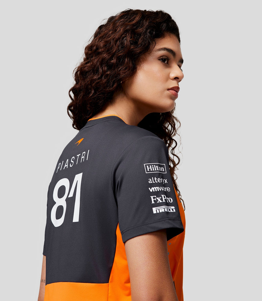 Damen McLaren Offizielles Teamwear Set Up T-Shirt Oscar Piastri Formel 1 – Papaya/Phantom