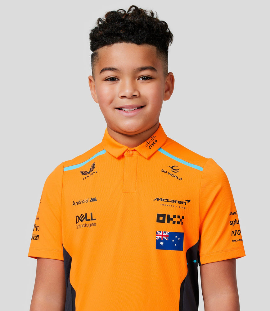 Junior McLaren Offizielles Teamwear-Poloshirt Oscar Piastri Formel 1