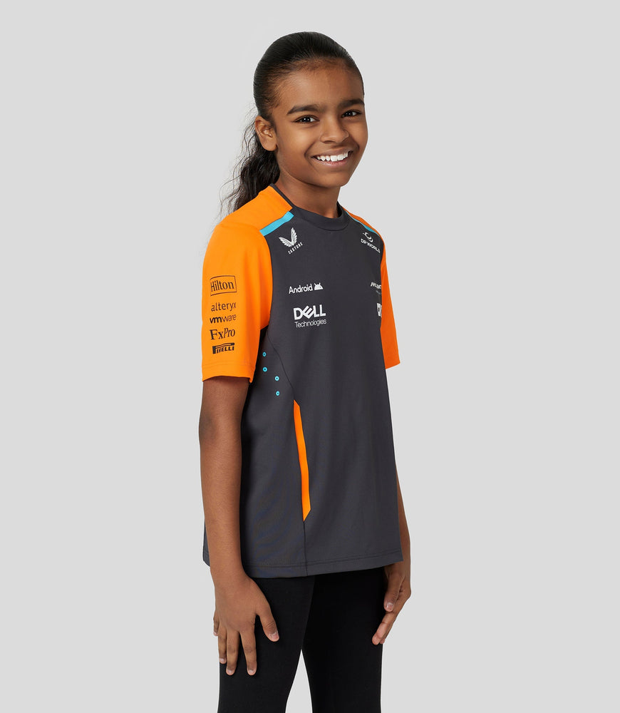 Junior McLaren Offizielles Teamwear-Set-Up-T-Shirt Lando Norris Formel 1 – Phantom/Papaya
