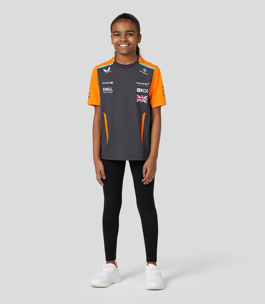 Junior McLaren Offizielles Teamwear-Set-Up-T-Shirt Lando Norris Formel 1 – Phantom/Papaya