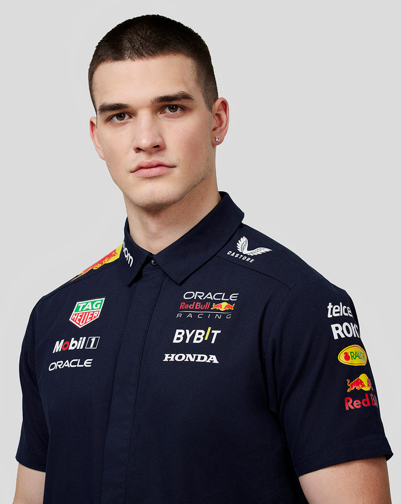 Oracle Red Bull Racing Herren Offizielle Teamline Kurzarm Hemd geknöpft - Night Sky