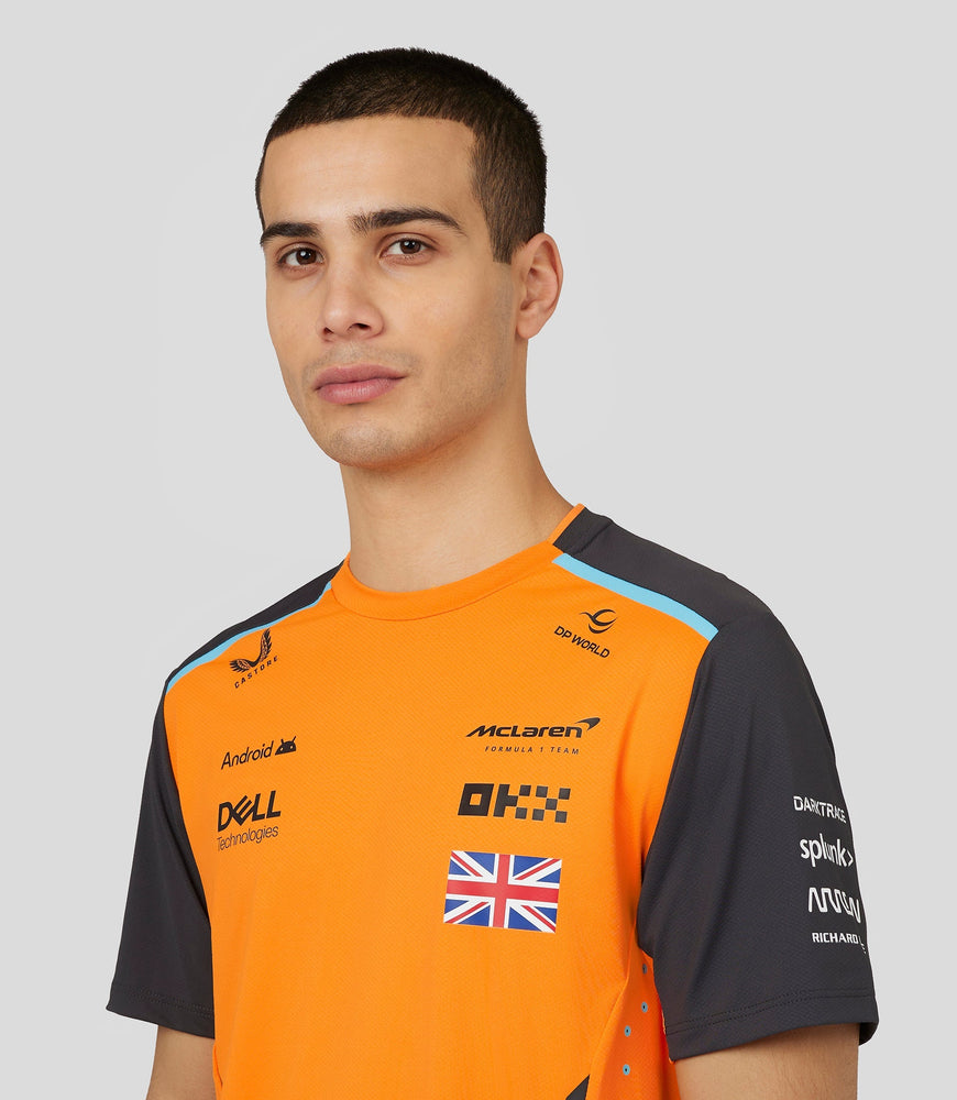 Herren McLaren Offizielles Teamwear Set Up T-Shirt Lando Norris Formel 1 – Papaya/Phantom